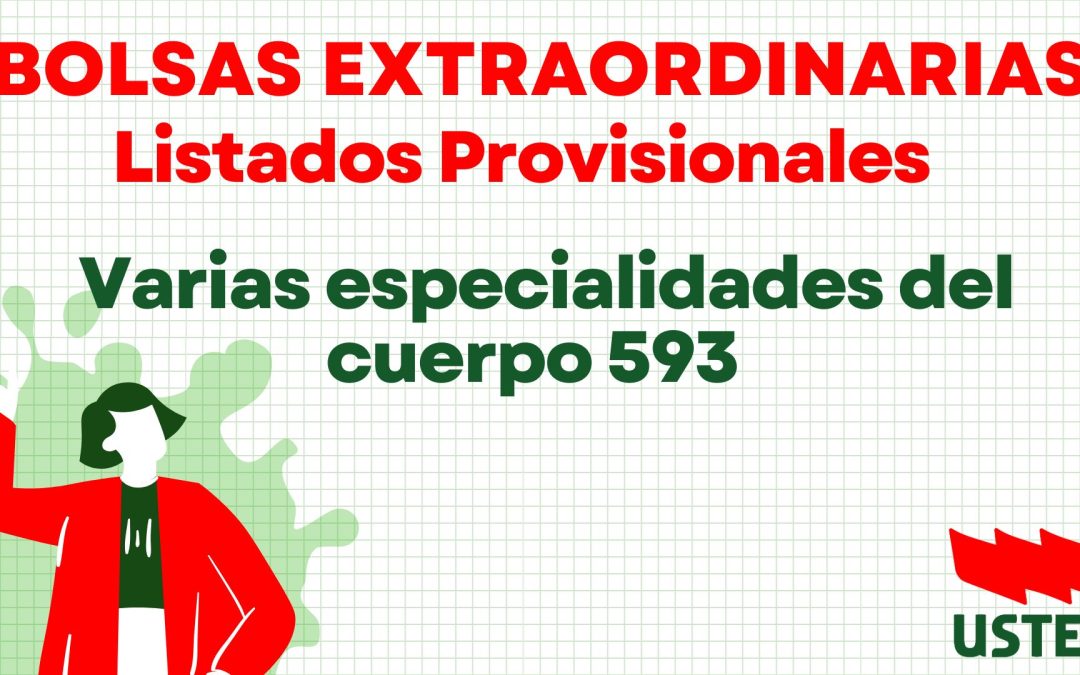 Bolsas extraordinarias. Listados provisionales. Varias especialidades del Cuerpo 593.
