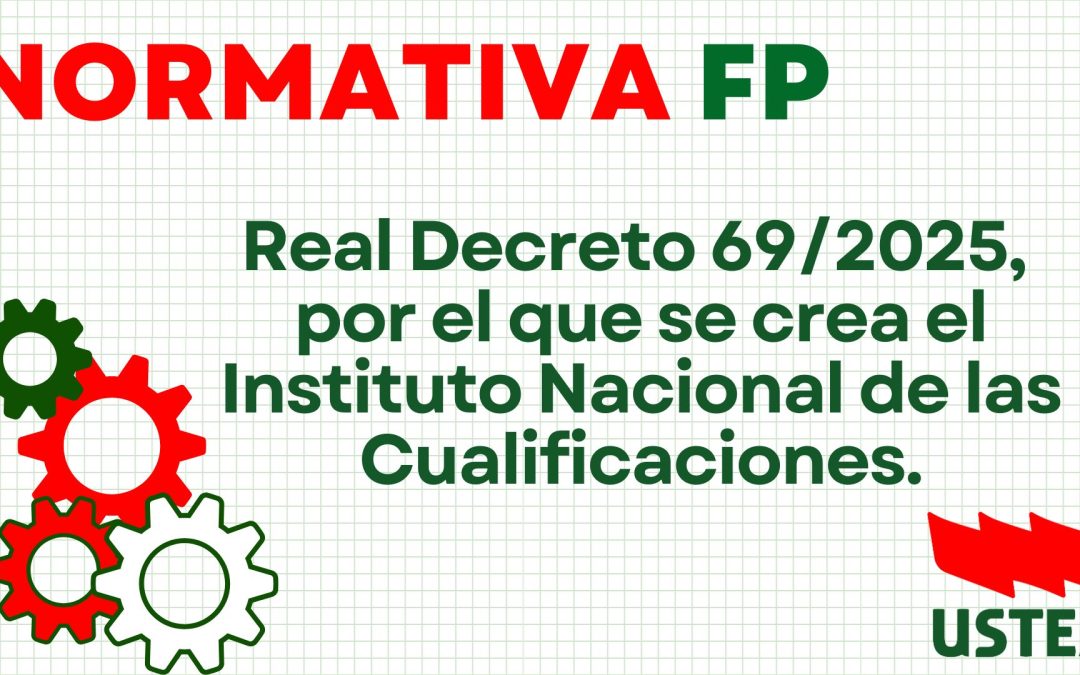 NORMATIVA FP. Real Decreto 69/2025 por el que se desarrollan los elementos integrantes y los instrumentos de gestión del Sistema…
