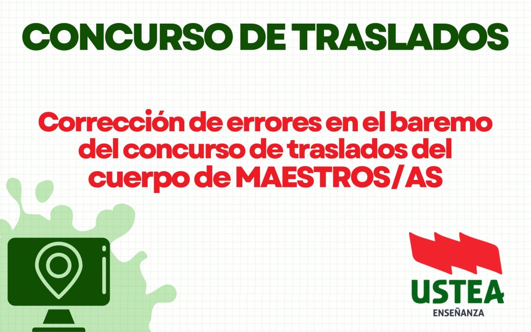 CONCURSO DE TRASLADOS: Corrección de errores de baremación en el Cuerpo de Maestros.