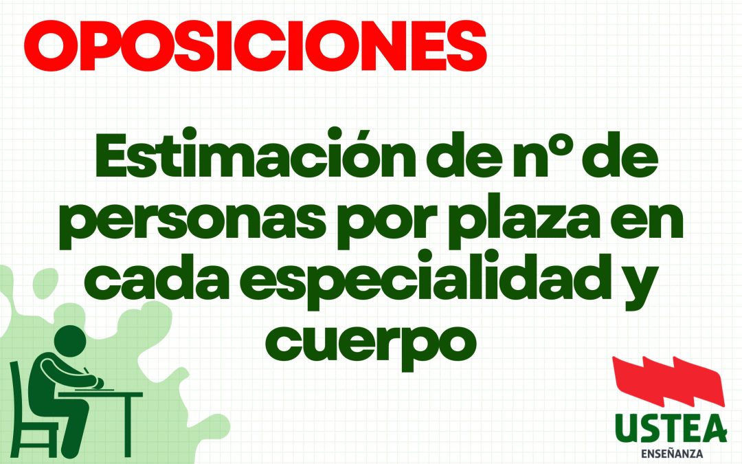 Oposiciones. Estimación de número de personas por plazas en cada especialidad y cuerpo