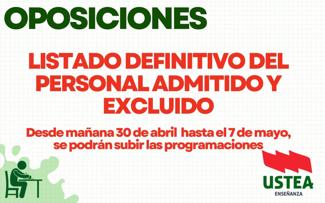 OPOSICIONES. Lista definitiva de Personal Admitido y Excluido