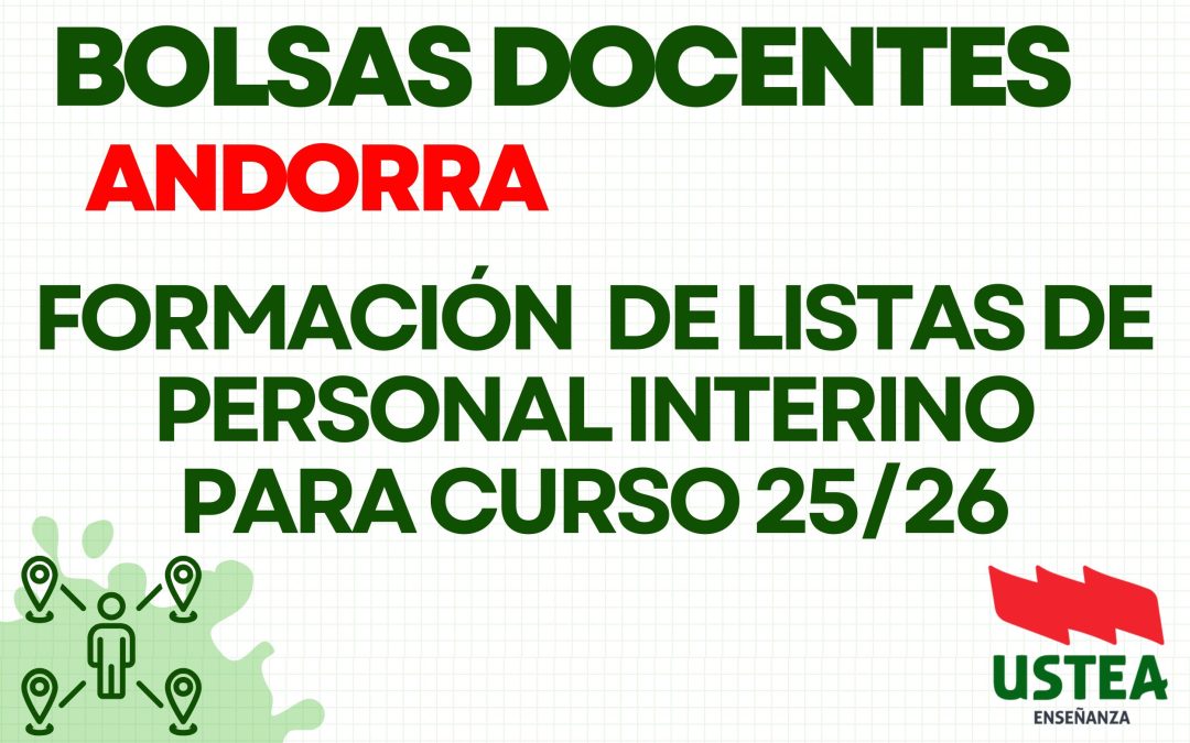 ANDORRA. Formación listas de personal interino para curso 25-26