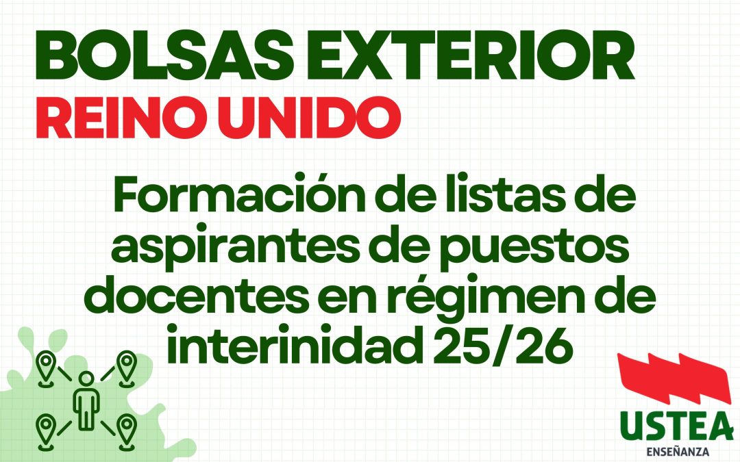 Reino Unido. Convocatoria para formar listas de personal interino para el curso 25/26