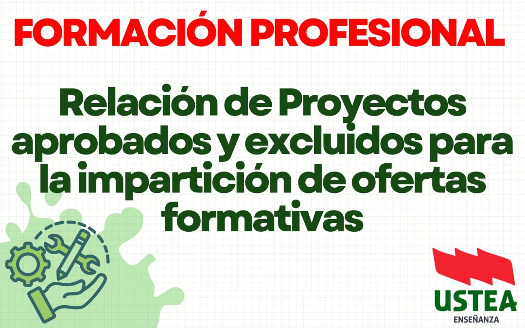 FP. Relación de Proyectos aprobados y excluidos para la impartición de ofertas formativas