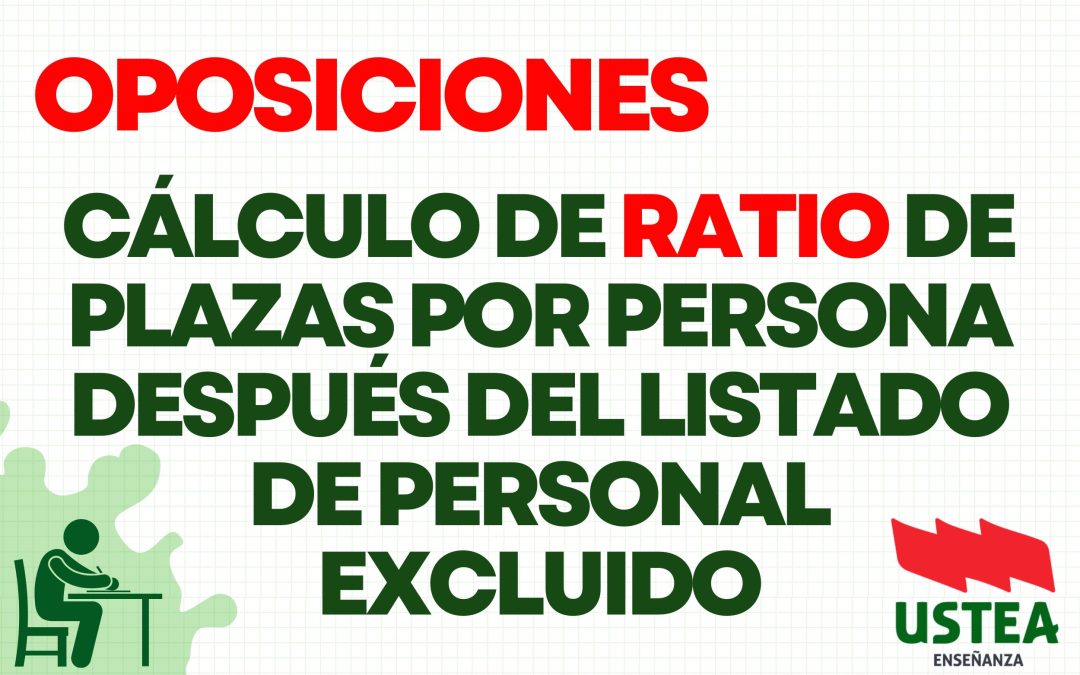 OPOSICIONES. Ratio de plazas por persona después del listado de personal excluido por no entregar la programación