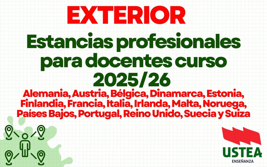 EXTERIOR. Estancias profesionales para docentes curso 2025/26 (Alemania, Austria, Bélgica, Dinamarca,…)