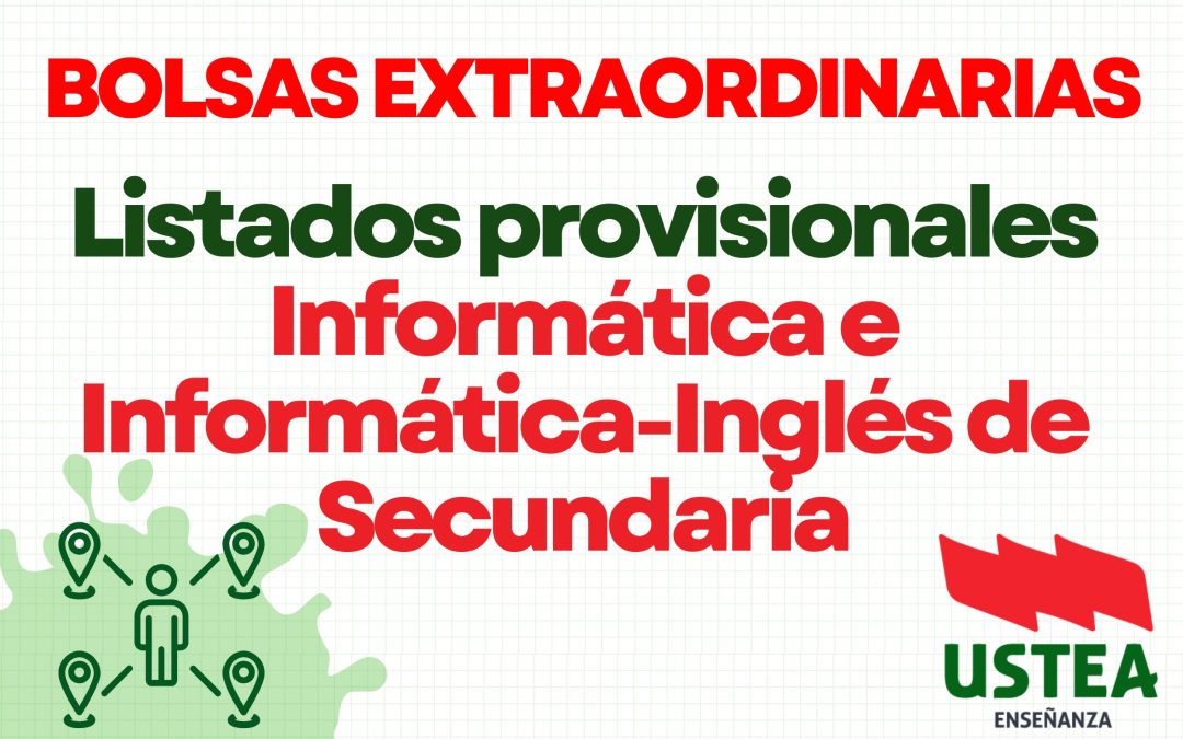 Bolsas extraordinarias. Listados provisionales. Informática e Informática-Inglés de Secundaria