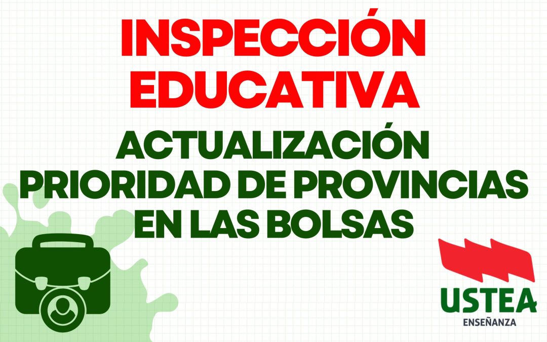 Inspección educativa. Actualización de petición priorizada de provincias en la bolsa