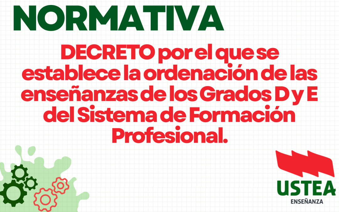 Normativa FP: Nuevo Decreto para los Grados D y E.