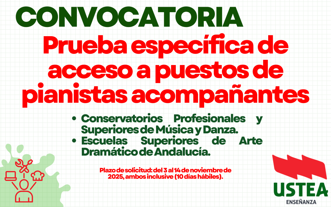 CONVOCATORIA DE PRUEBA DE ACREDITACIÓN: PIANISTAS ACOMPAÑANTES