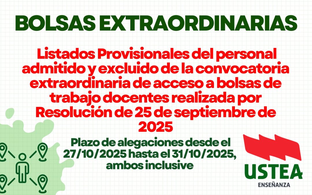 BOLSA EXTRAORDINARIA ANDALUCÍA: Listados provisionales del personal admitido y excluido de la convocatoria extraordinaria de acceso a bolsas de trabajo&hellip;
