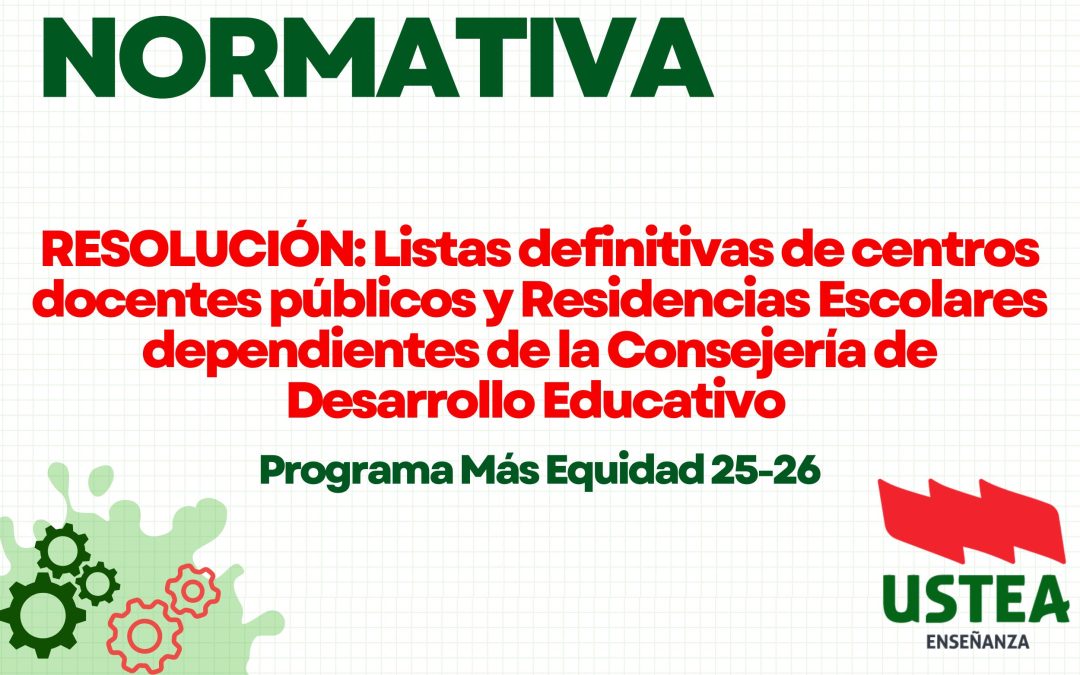 RESOLUCIÓN: Listas definitivas de Centros Públicos y Residencias Escolares del Programa Más Equidad 25 – 26
