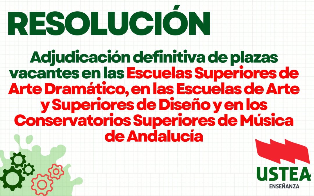 Resolución de la adjudicación definitiva de plazas vacantes en las Escuelas Superiores de Arte Dramático, en las Escuelas de Arte…
