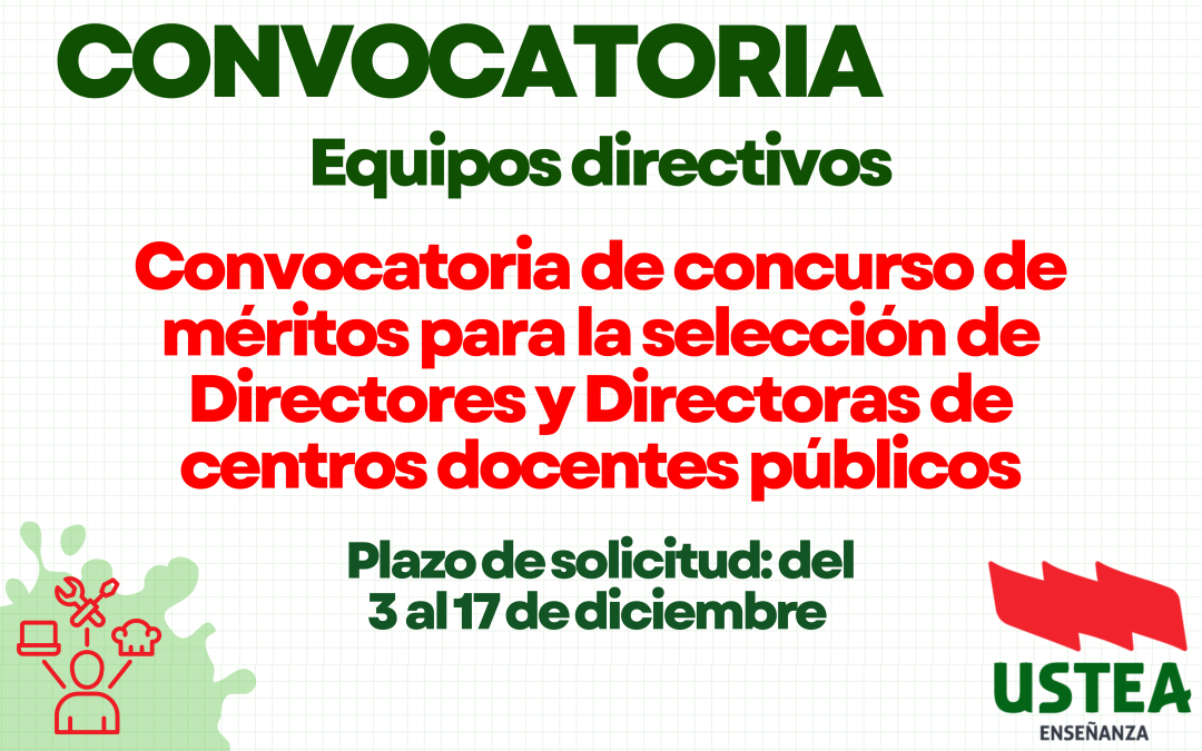 CONVOCATORIA DE CONCURSO DE MÉRITOS PARA LA SELECCIÓN DE DIRECTORES/AS EN CENTROS PÚBLICOS