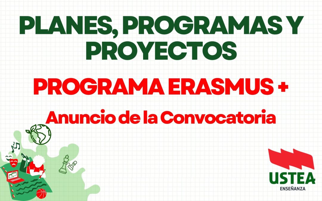 PROGRAMA EUROPEO ERASMUS +: Anuncio de la convocatoria