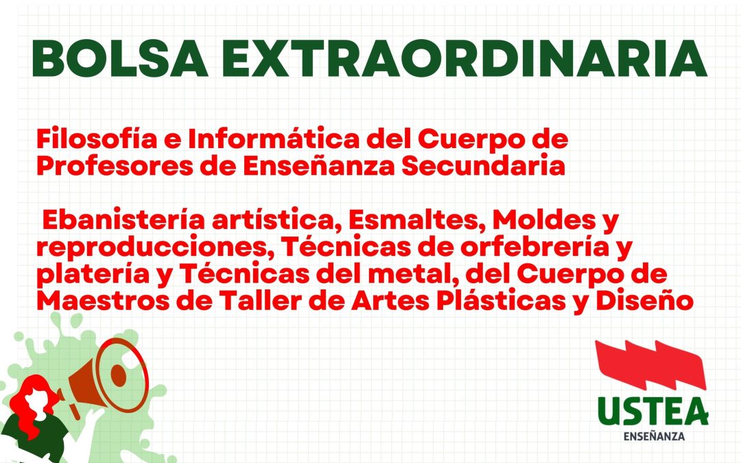 BOLSA EXTRAORDINARIA: Secundaria y Cuerpo de Maestros de Taller de Artes Plásticas y Diseño