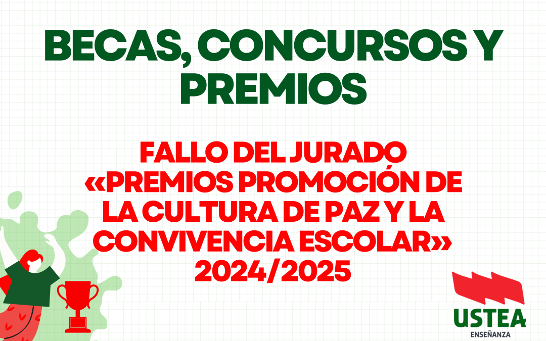 Fallo del jurado «Premios promoción de la Cultura de Paz y la Convivencia Escolar» 2024/2025