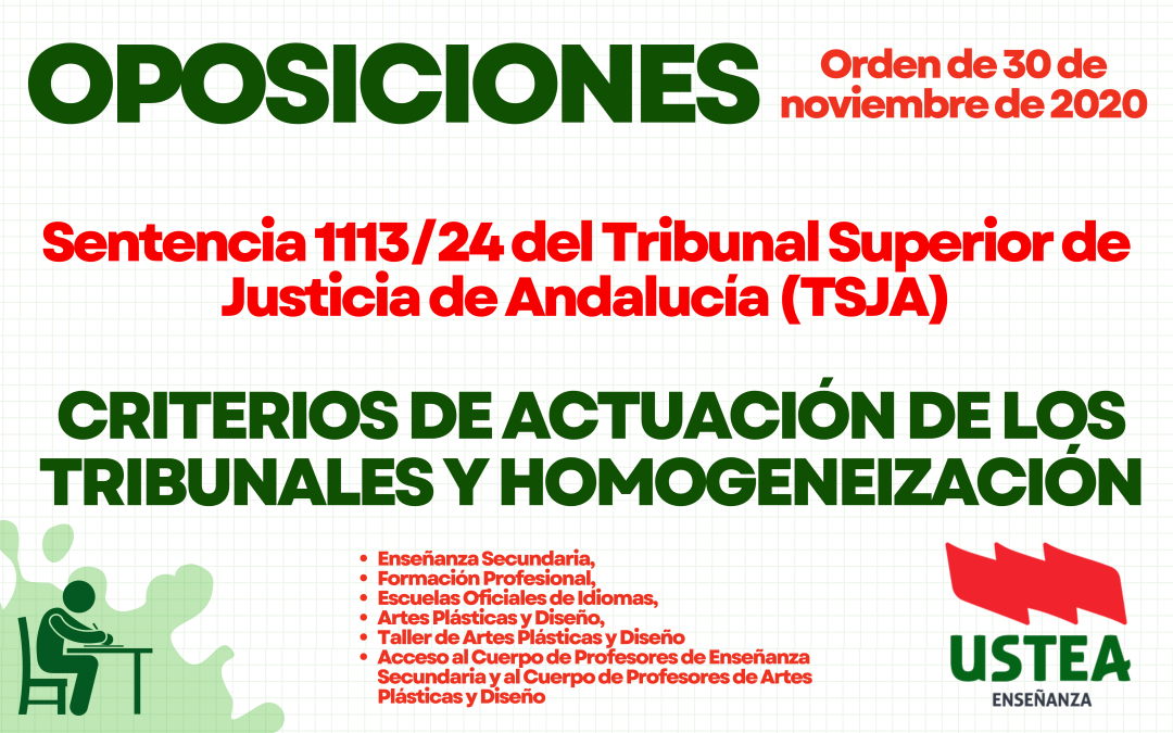 OPOSICIONES 2020: CRITERIOS DE ACTUACIÓN Y HOMEGENEIZACIÓN. SENTENCIA 113/24