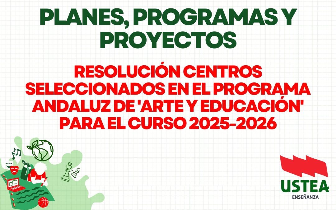 Resolución centros seleccionados en el Programa Andaluz de ‘Arte y Educación’ para el curso 2025-2026