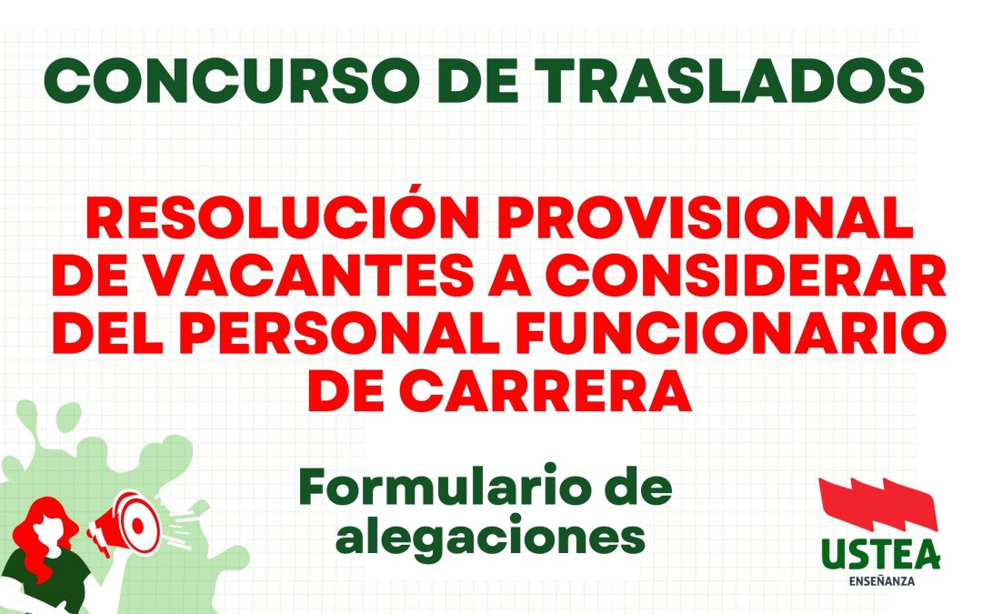 CONCURSO GENERAL DE TRASLADOS: Resolución provisional de vacantes a considerar del personal funcionario de carrera