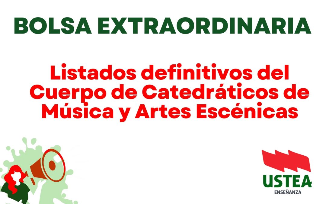 BOLSA EXTRAORDINARIA: Listados definitivos: Cuerpo de Catedráticos de Música y Artes Escénicas