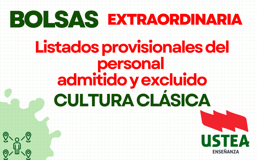 BOLSA DOCENTE: LISTADOS PROVISIONALES: CONVOCATORIA EXTRAORDINARIA DE CULTURA CLÁSICA.