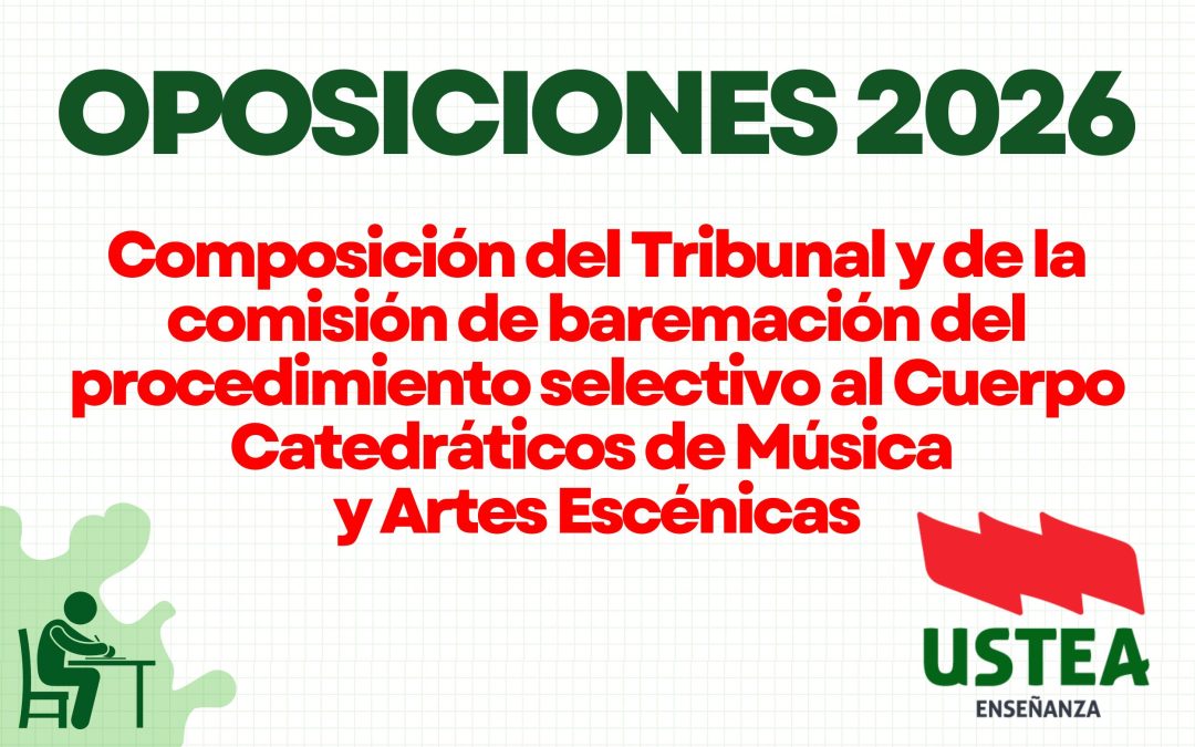OPOSICIONES 2026: Cuerpo Catedráticos de Música y Artes Escénicas. Composición del Tribunal y de la comisión de Baremación.