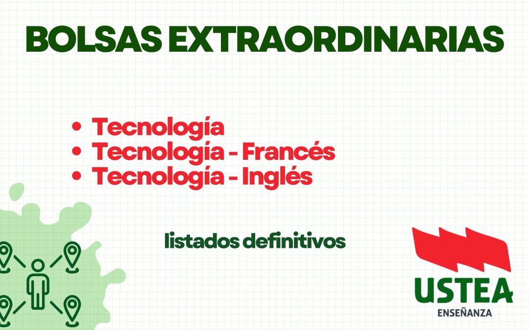 BOLSA EXTRAORDINARIA: Tecnología, Tecnología – Francés y Tecnología – Inglés, del Cuerpo de Profesores de Enseñanza Secundaria. Listados definitivos