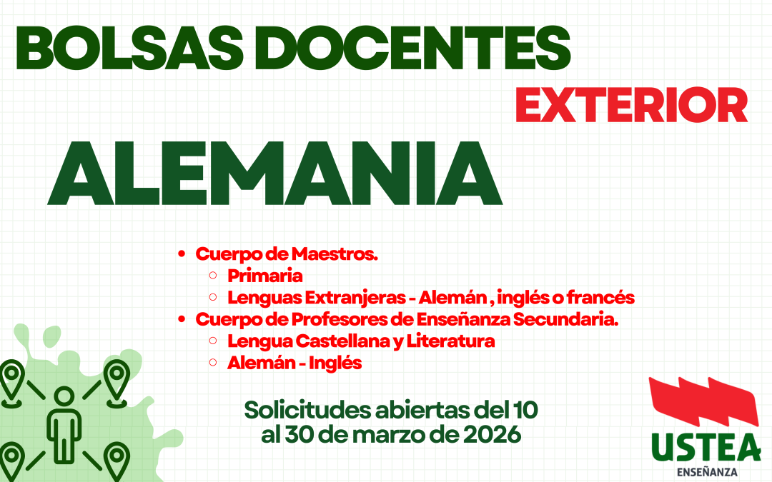 EXTERIOR: CONVOCATORIA DE PUESTOS DOCENTES EN ALEMANIA PARA EL CURSO 2026/2027.
