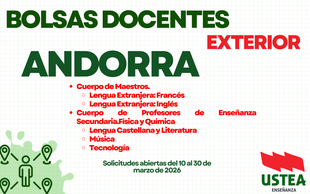 EXTERIOR: CONVOCATORIA DE PUESTOS DOCENTES EN ANDORRA PARA EL CURSO 2026/2027.