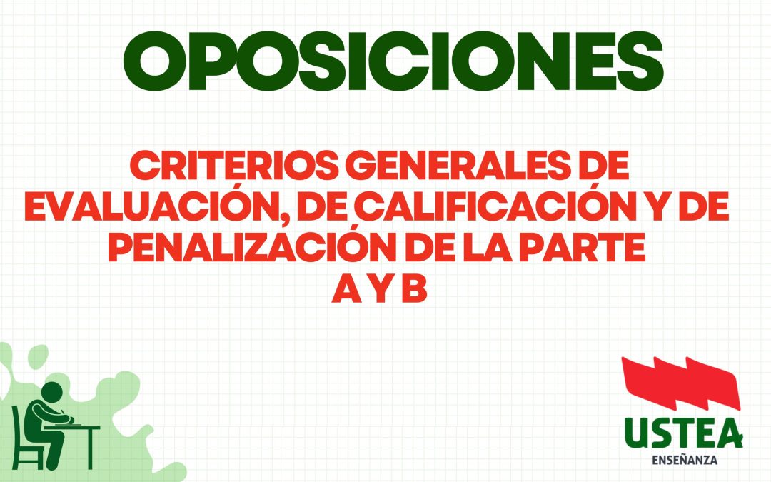 OPOSICIONES: Criterios generales de evaluación, de calificación y de penalización de la parte A y B.