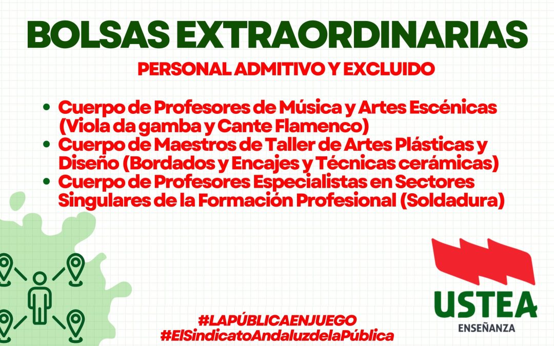 BOLSAS EXTRAORDINARIAS: Cuerpos de Música y Artes Escénicas, Maestros de Taller de Artes Plásticas y Diseño y de Cuerpo de&hellip;