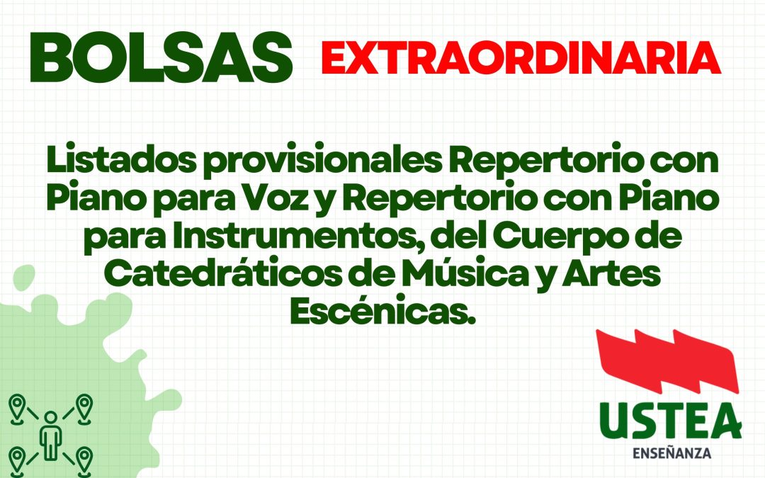 BOLSAS: Listados provisionales Repertorio con Piano para Voz y Repertorio con Piano para Instrumentos, del Cuerpo de Catedráticos de Música&hellip;