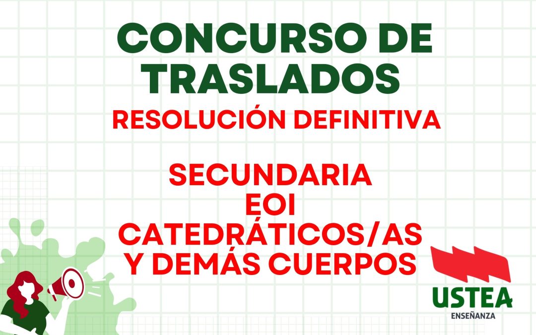 CONCURSO DE TRASLADOS: RESOLUCIÓN DEFINITIVA: SECUNDARIA Y CUERPOS RESTANTES (EOI, CATEDRÁTICOS…)