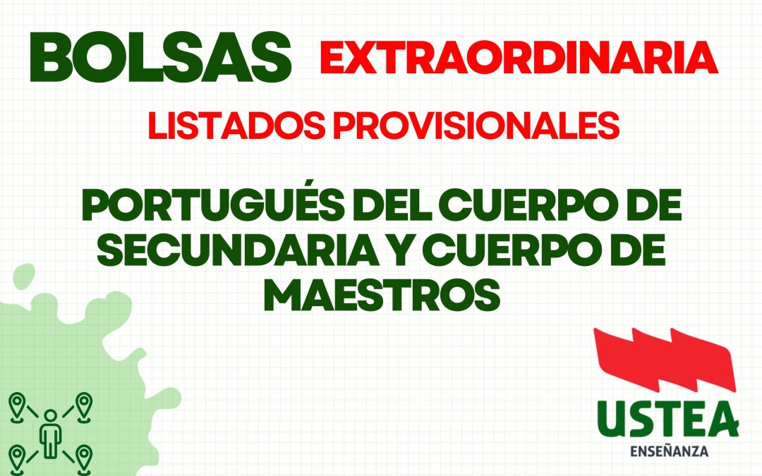 BOLSA EXTRAORDINARIA: LISTADOS PROVISIONALES DE PORTUGUÉS (597 Y 590)