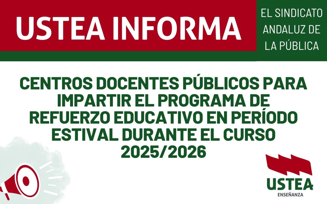 Centros docentes públicos para impartir el Programa de Refuerzo Educativo en período estival durante el curso 2025/2026