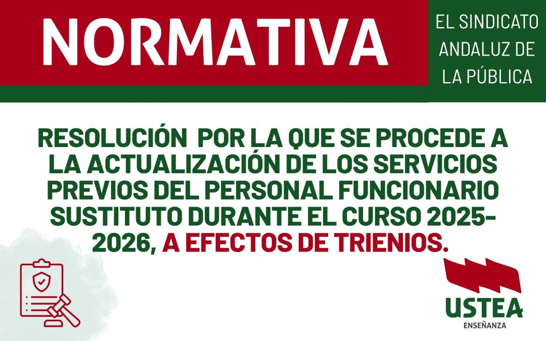 RESOLUCIÓN POR LA QUE SE PROCEDE A LA ACTUALIZACIÓN DE LOS SERVICIOS PREVIOS DEL PERSONAL FUNCIONARIO SUSTITUTO DURANTE EL CURSO&hellip;