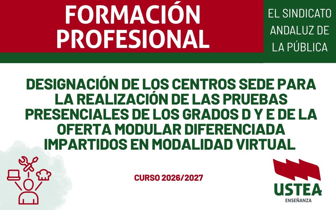 FP: Designación de los centros sede para la realización de las pruebas presenciales de los grados D y E de&hellip;