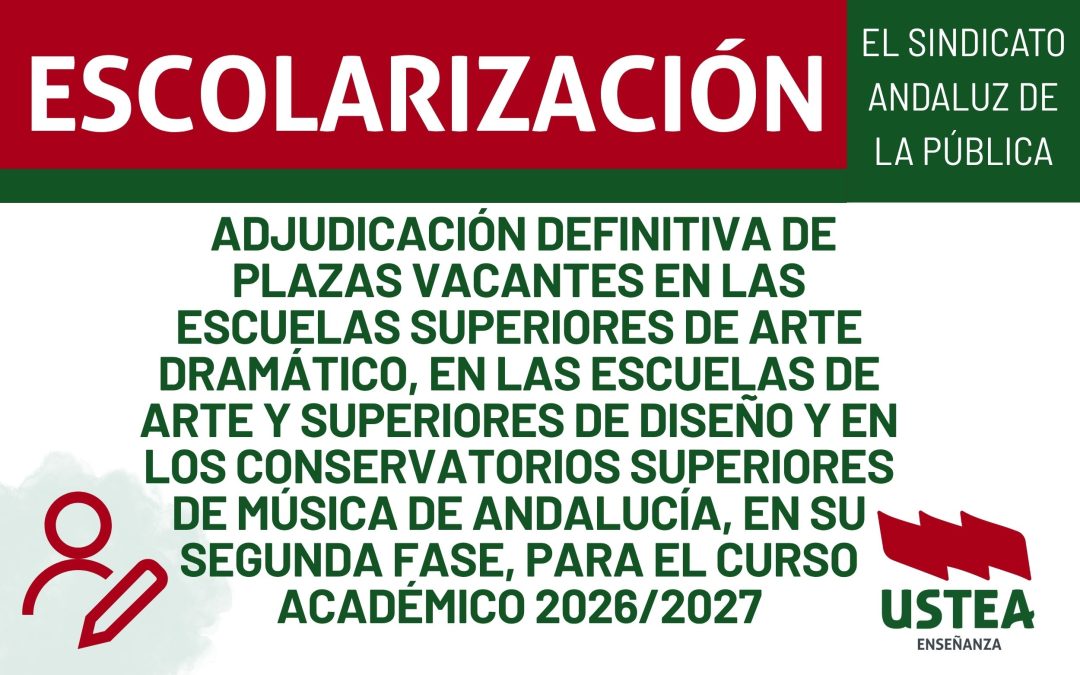 Escolarización: plazas vacantes en las escuelas superiores de Arte, de Arte Dramático, Superiores de diseño y Conservatorios Superiores de Música
