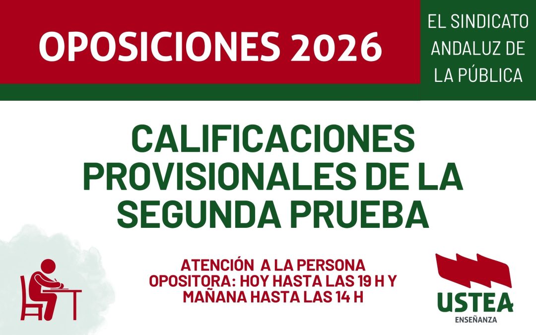 OPOSICIONES: 2° PRUEBA. CALIFICACIONES PROVISIONALES