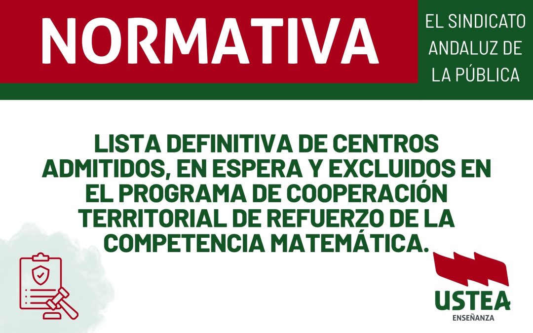 Resolución. Lista definitiva de centros admitidos, en espera y excluidos en el procedimiento selectivo de centros participantes en el Programa&hellip;