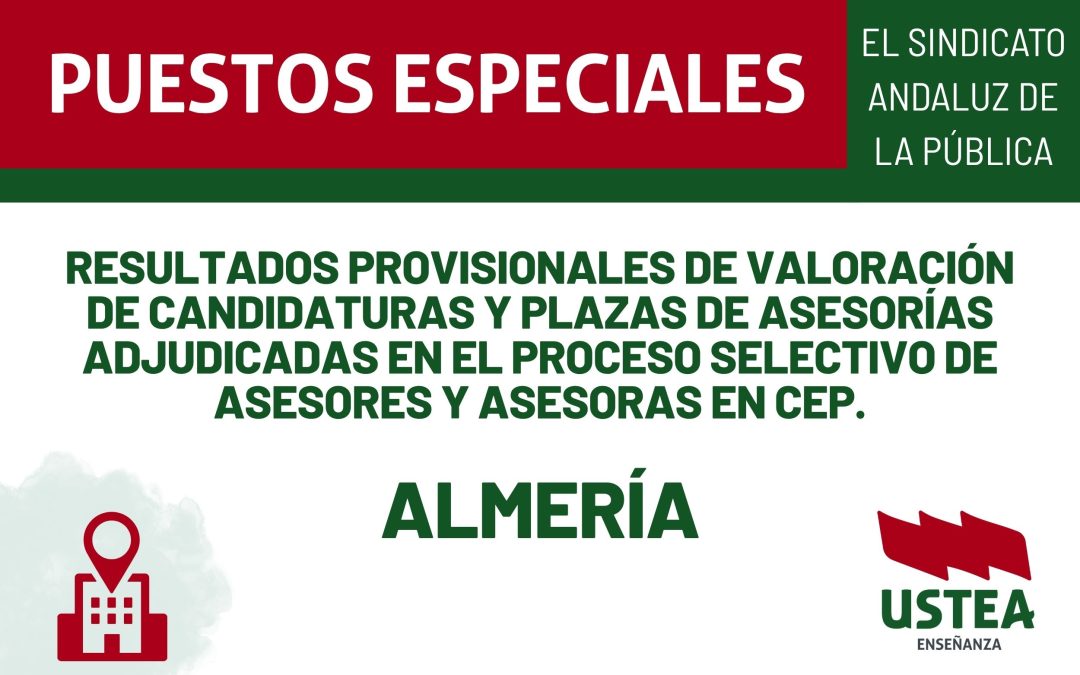Resultados provisionales de valoración de candidaturas y plazas de asesorías adjudicadas en el proceso selectivo de asesores y asesoras en&hellip;