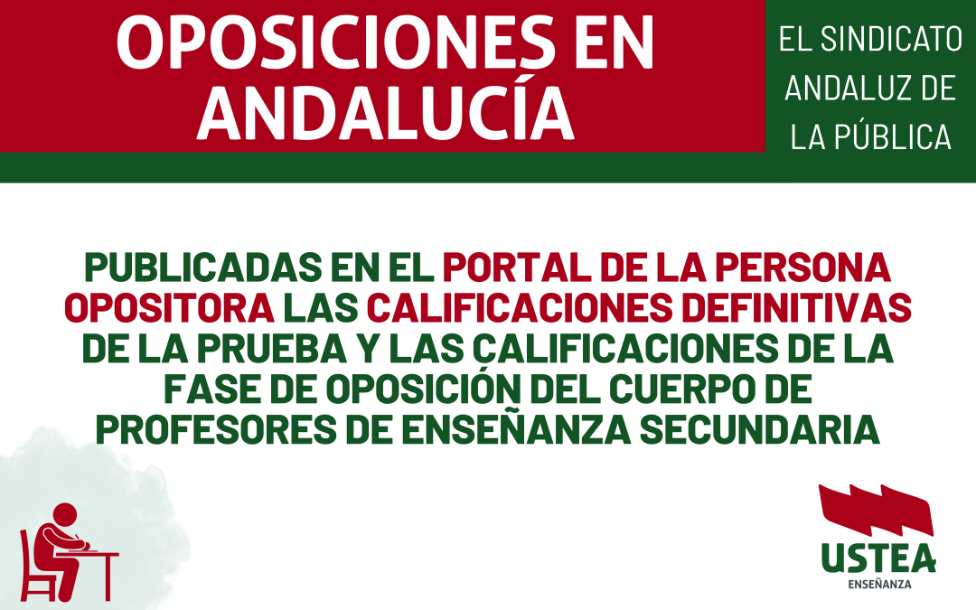 OPOSICIONES. Calificaciones definitivas de la fase de oposición del Cuerpo de Profesores de Enseñanza Secundaria.