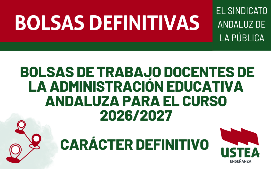 BOLSAS DE TRABAJO DOCENTE. RESOLUCIÓN DEFINITIVA