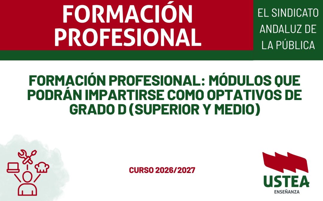 FORMACIÓN PROFESIONAL: Módulos que podrán impartirse como optativos de grado D (superior y medio)