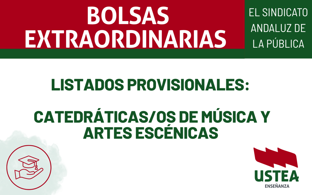 BOLSAS EXTRAORDINARIAS: LISTADOS PROVISIONALES: Catedráticas/os de Música y Artes Escénicas