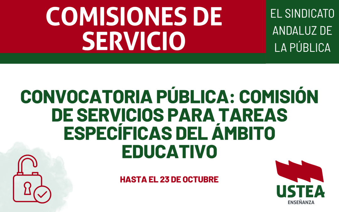 CONVOCATORIA PÚBLICA: Comisión de servicios para tareas específicas del ámbito educativo