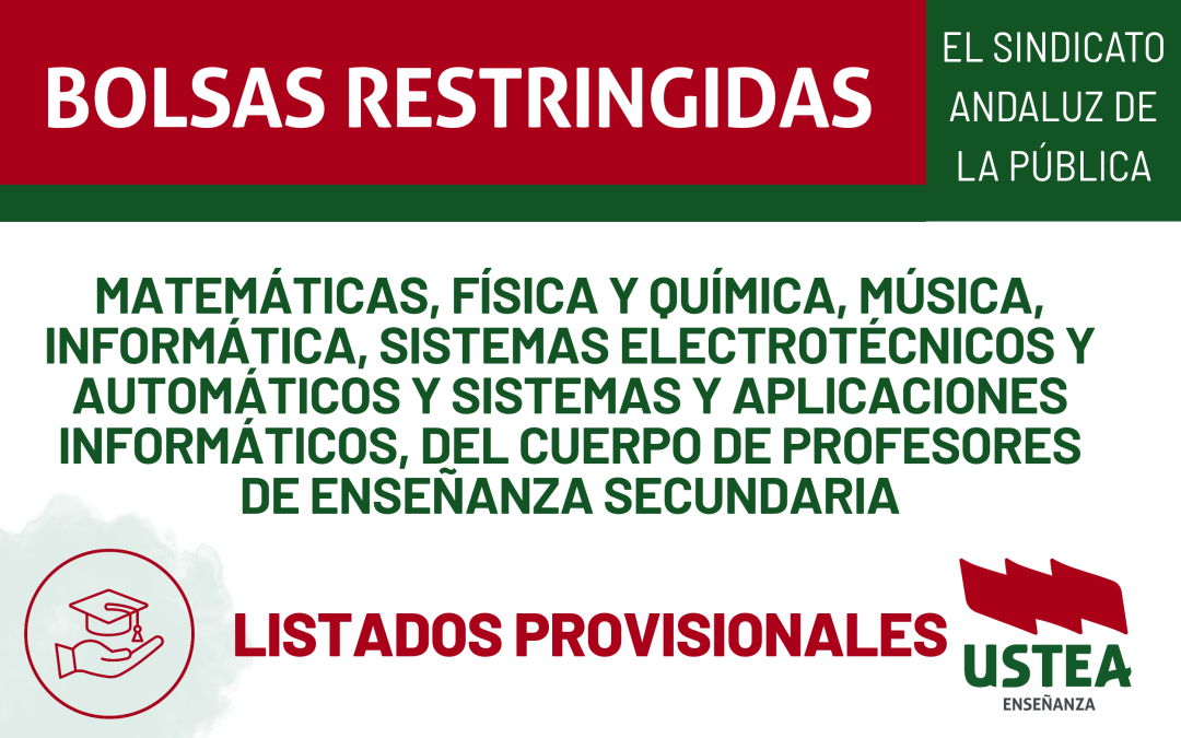 BOLSAS: Listados provisionales de personal admitido. SECUNDARIA
