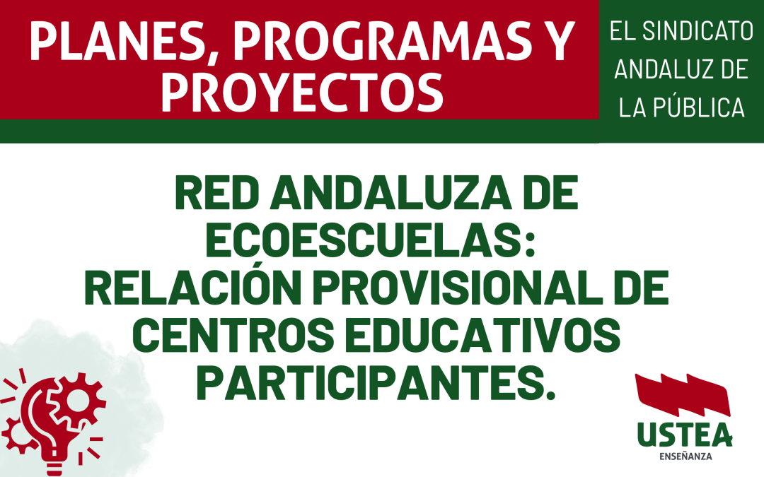 RED ANDALUZA DE ECOESCUELAS: Relación provisional de centros educativos participantes.