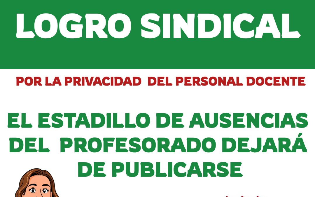 USTEA consigue un avance sindical: El estadillo de ausencias del profesorado dejará de publicarse